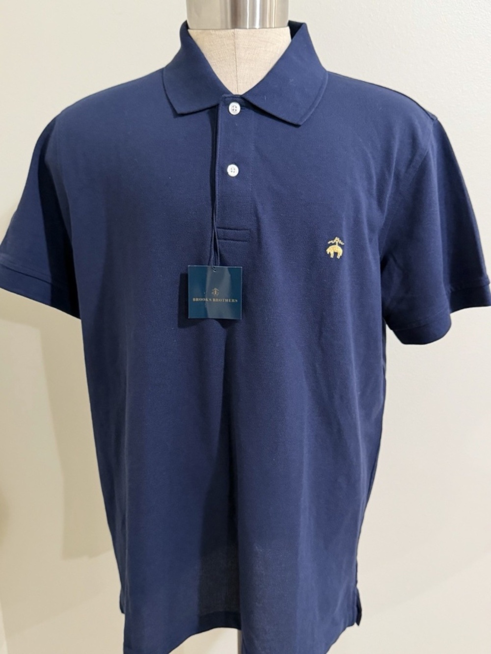 NWT Brooks Brothers Polo Shirt Men XL Slim Fit Navy Blue Golden Fleece